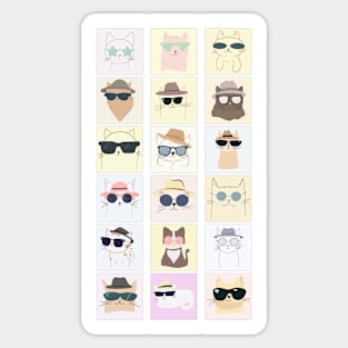 Minimalistic Cat Accessories Design Feline Fashionistas: 18 Cats in Trendy Accessories Sticker